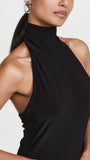 Black Women's Halter Turtle Side Slit Gown - Norma Kamali | Women's Cocktail Dresses
