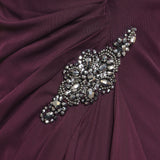 Beaded Wine Women's Plus Size Long Cold Shoulder Dress with Ruched Skirt - Alex Evenings | Women's Cocktail Dresses