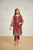Dhanak DA 1590 Maroon Embroidered Kurta Eid Edits 2022 Online Shopping