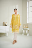 Dhanak DA 1597 Yellow Embroidered Kurta Eid Edits 2022 Online Shopping