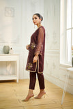 Dhanak DA 1621 Maroon Embroidered Kurta Eid Edits 2022 Online Shopping