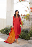 Dhanak SS24DA-2285 Rust Embroidered Kurta With Trouser Pret Online Shopping