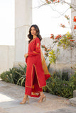 Dhanak SS24DA-2285 Rust Embroidered Kurta With Trouser Pret Online Shopping