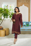 Dhanak DC 2056 Maroon 2pcs Embroidered Kurta With Trouser Festive Eid RTW 2022 Online Shopping