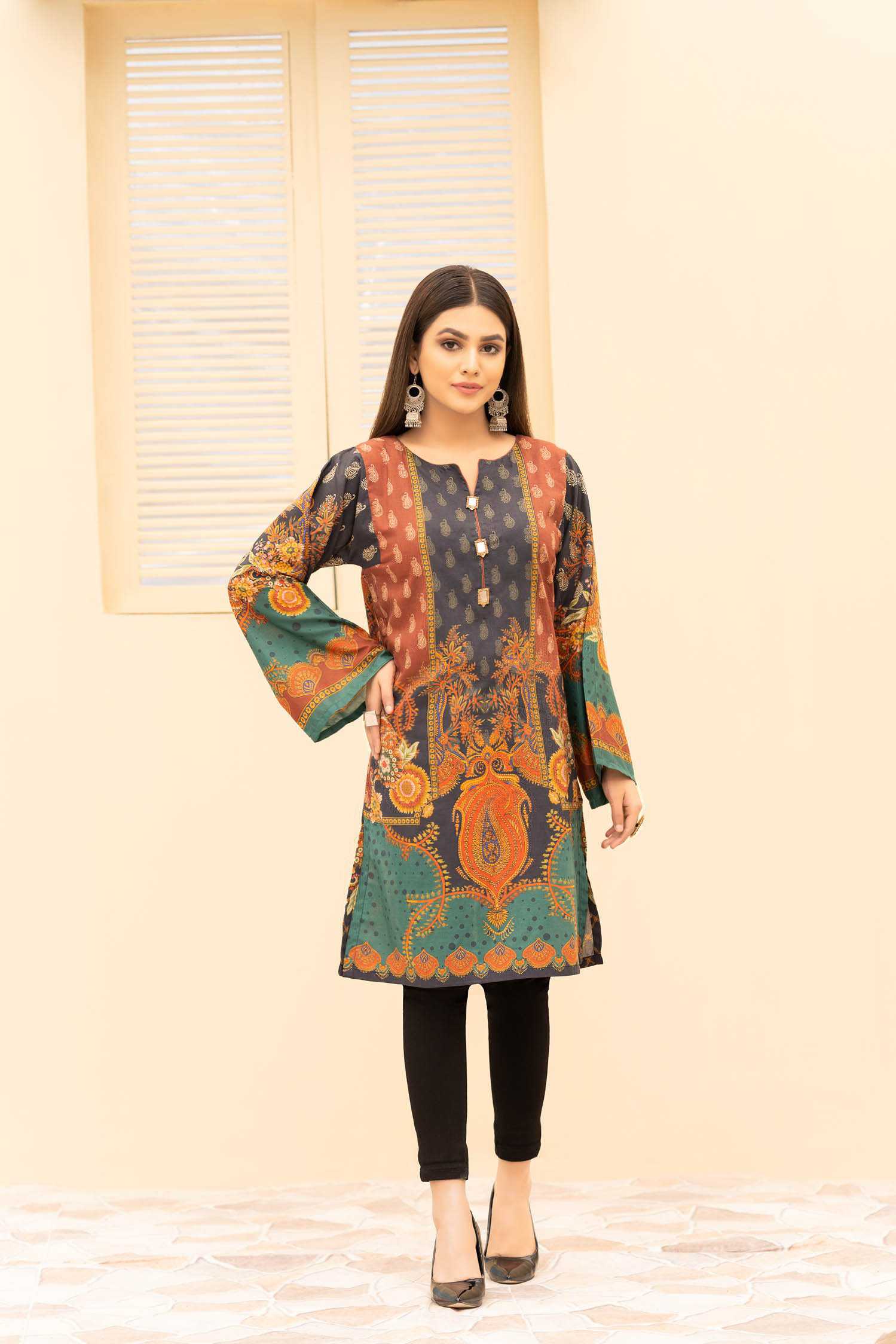 Adans Libas paled Digital Printed Stitched Lawn Kurti 2,021