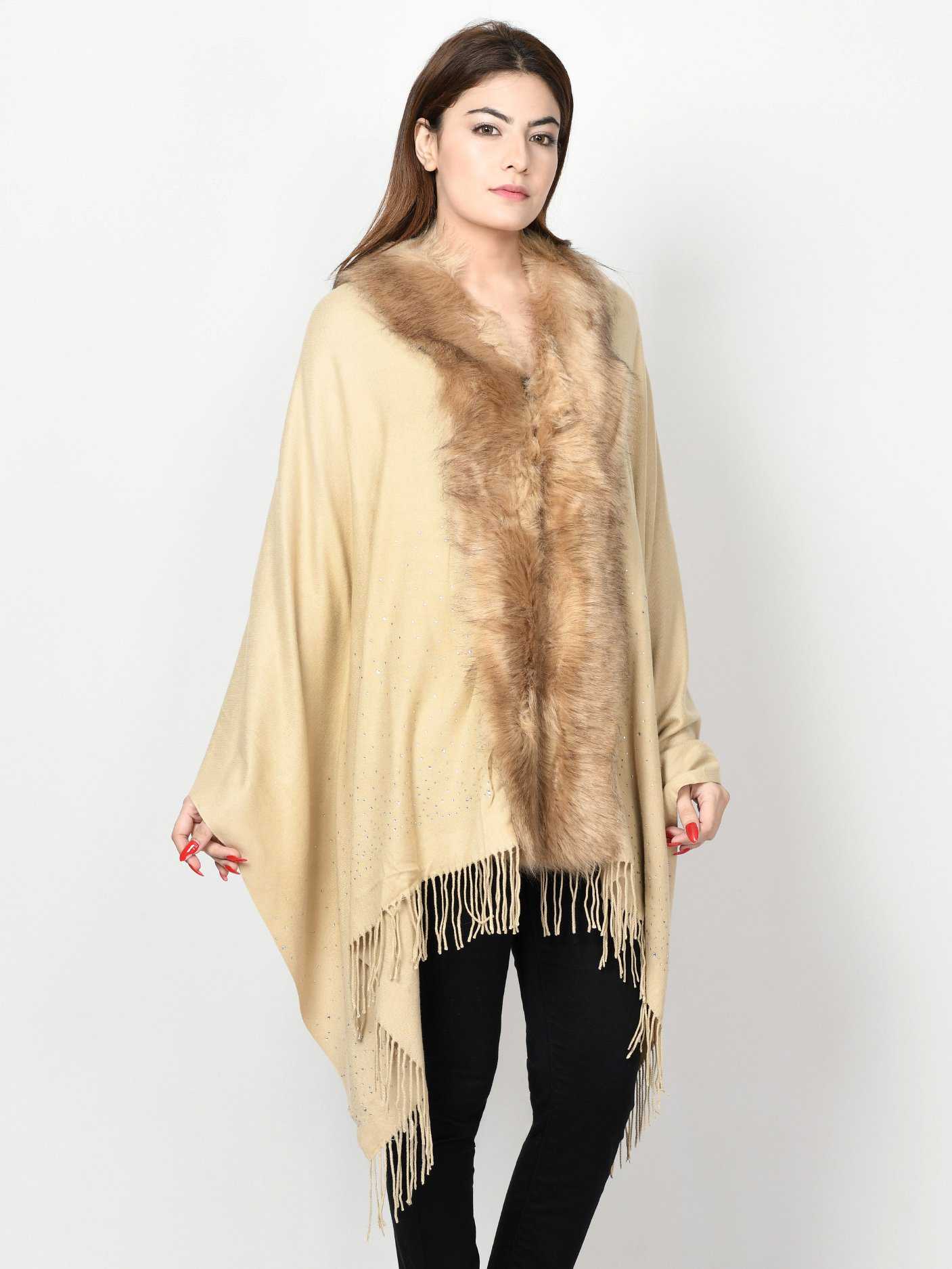 Limelight Fur Cape Shawl CPS89-FRE-BGE 2019 | Limelight Sale 2020