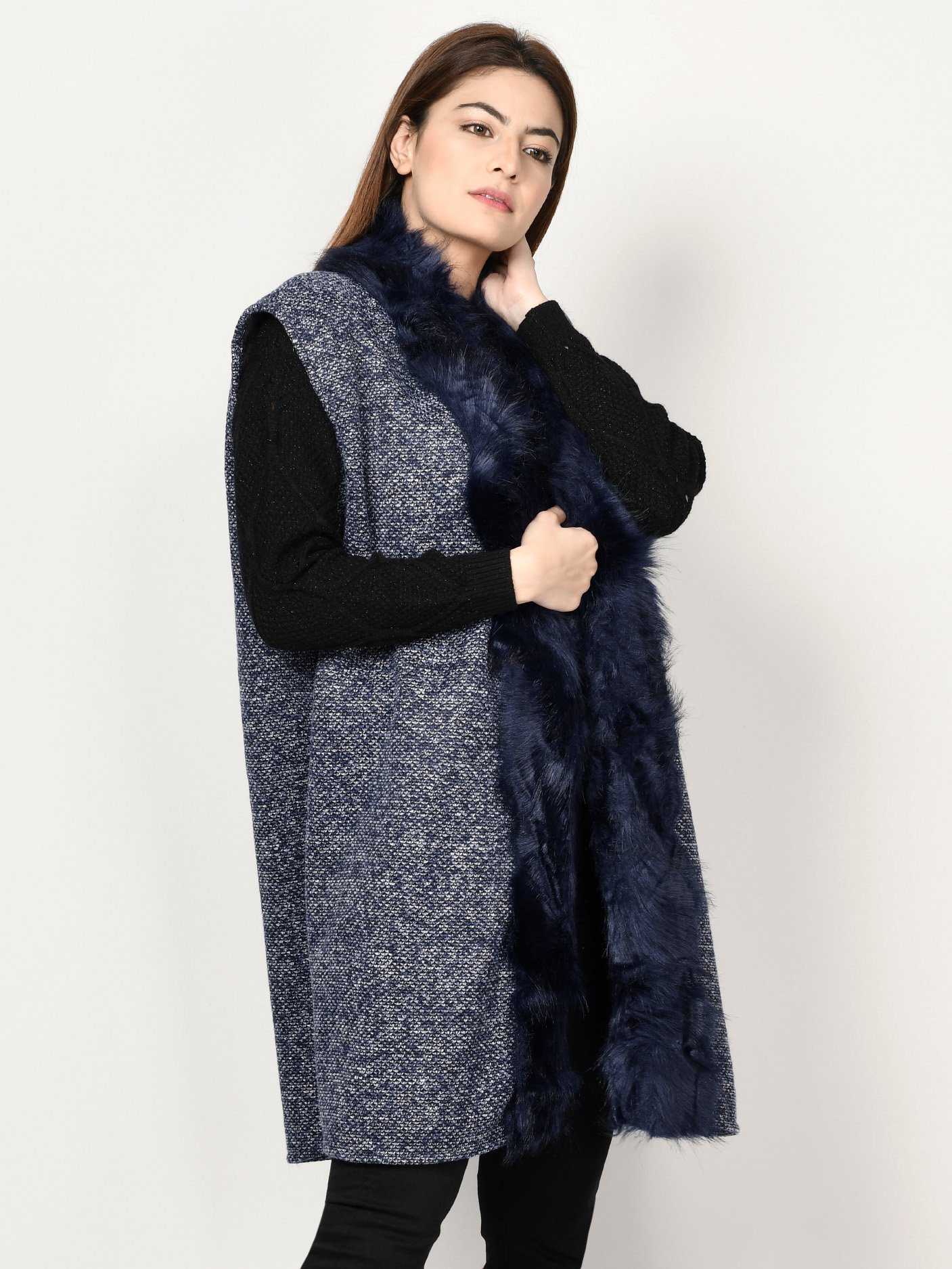 Limelight Thick Knit Fur Cardigan TP260-FRE-BLU 2019 | Limelight Sale 2020