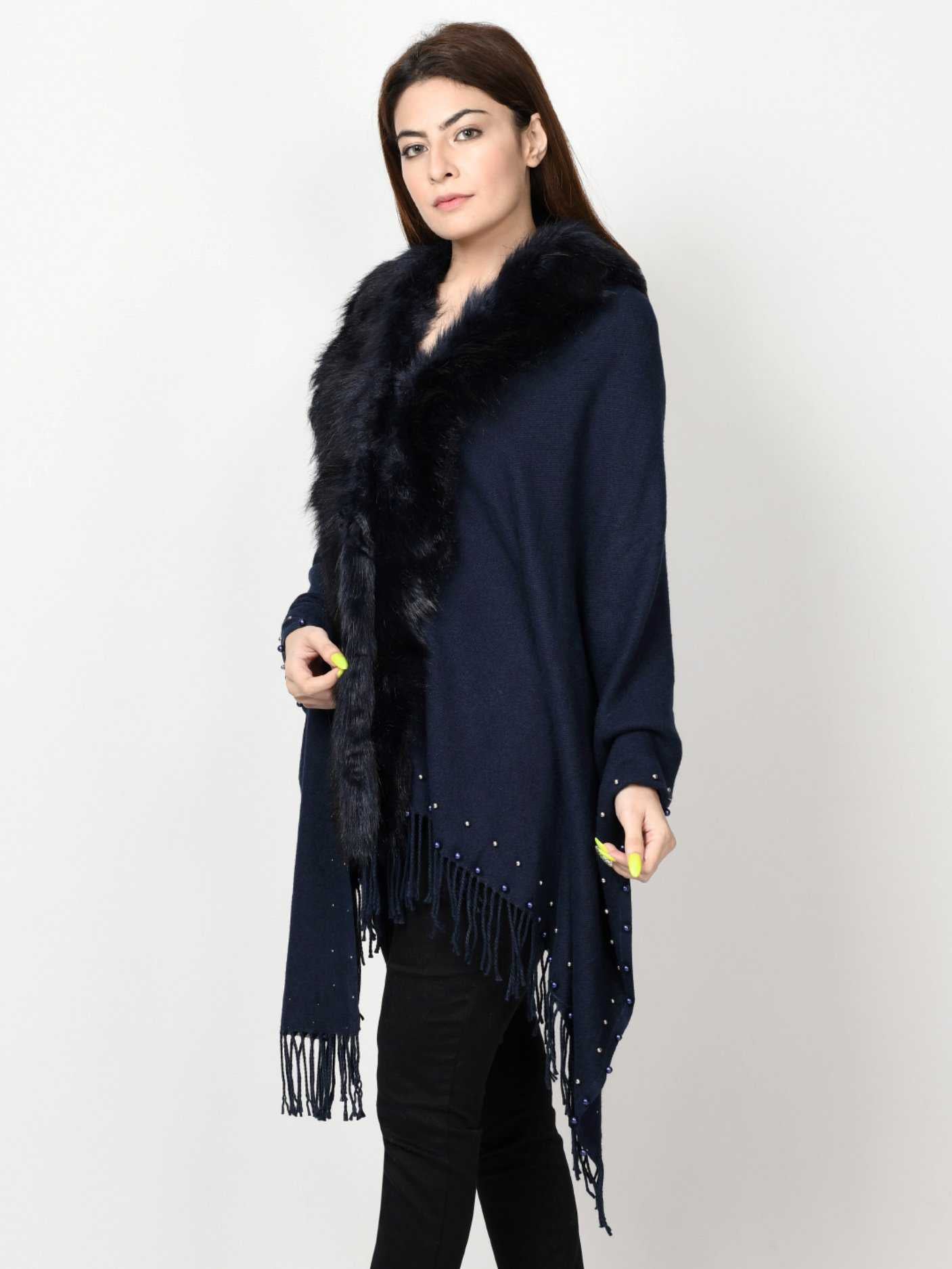Limelight Beaded Fur Cape Shawl CPS87-FRE-BLU 2019 | Limelight Sale 2020