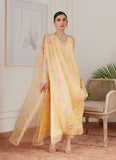 Farah Talib Aziz Cyrilla Pale Yellow Embroidered Raw Silk Shirt With Draped Dupatta Online Shopping
