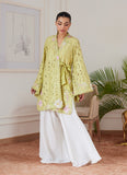 Farah Talib Aziz Abigail Kiwi Embroidered Raw Silk Schiffli Kimono Wrap Online Shopping