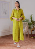 Farah Talib Aziz Faustine Kiwi Embroidered Raw Silk Shirt Online Shopping