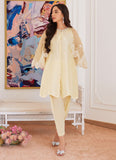 Farah Talib Aziz Esmeralda Pastel Yellow Raw Silk Shirt With Attached Cape Online Shopping