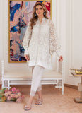 Farah Talib Aziz Ophelia Ivory Embroidered Schiffli Raw Silk Shirt Online Shopping