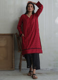 Image Deep Red Chikan Kurta Online Shopping