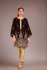 Adan Libas Tamarind Resham Velvet Kurti 2021