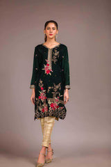 Adan Libas Rangoon Green Resham Velvet Kurti 2021