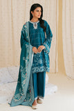 Cross Stitch Teal Lattice - 3pc Khaddar Printed  Khaddar & Linen Collection Online Shopping