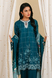 Cross Stitch Teal Lattice - 3pc Khaddar Printed  Khaddar & Linen Collection Online Shopping