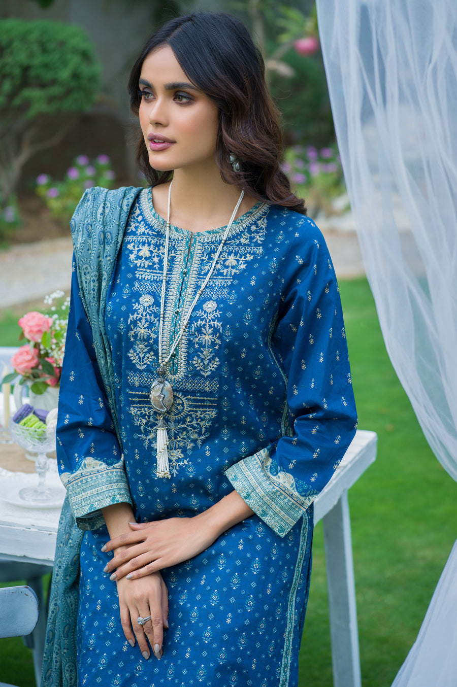 Zeen Woman WFM22169 Blue Noura Lawn 2022 Online Shopping