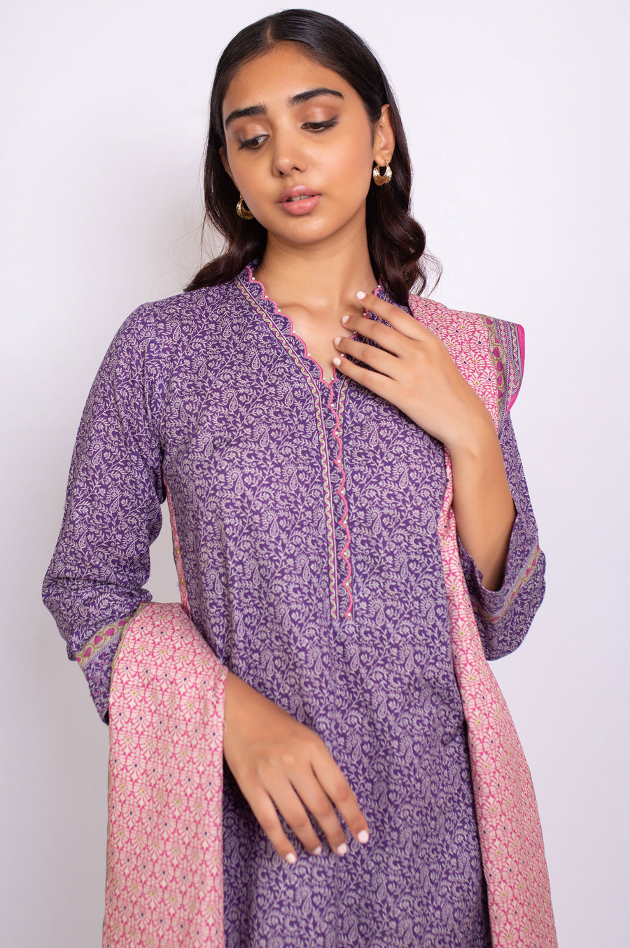 Zeen Woman 2 Piece Printed Khaddar Suit WFM22648 Purple Winter Collection Vol 1 2022 Online Shopping