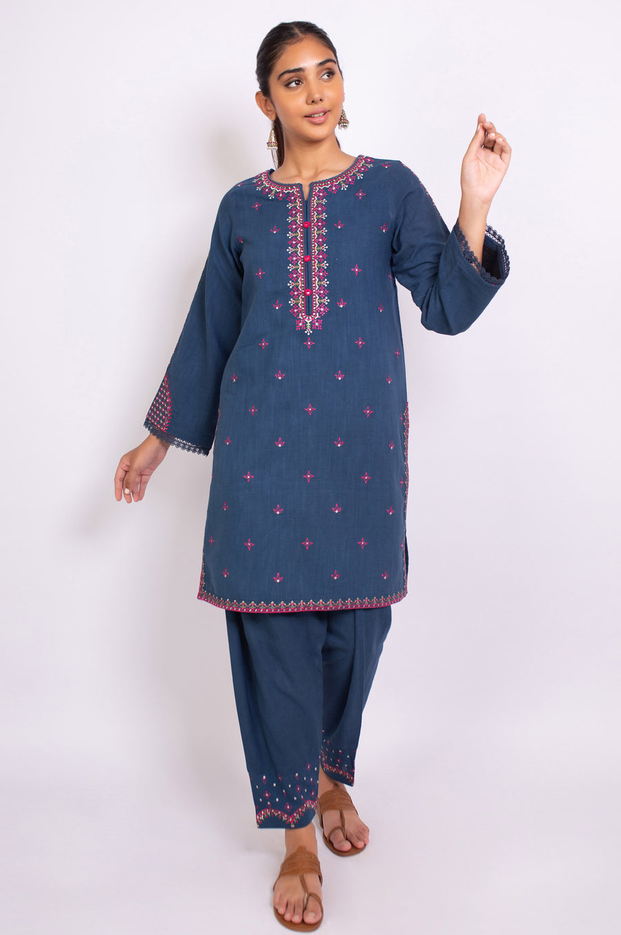 Zeen Woman 2 Piece Embroidered Khaddar Suit WFM22667 Teal Winter Collection Vol 1 2022 Online Shopping