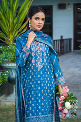 Zeen Woman WFM32209 Prussian Noura Lawn 2022 Online Shopping