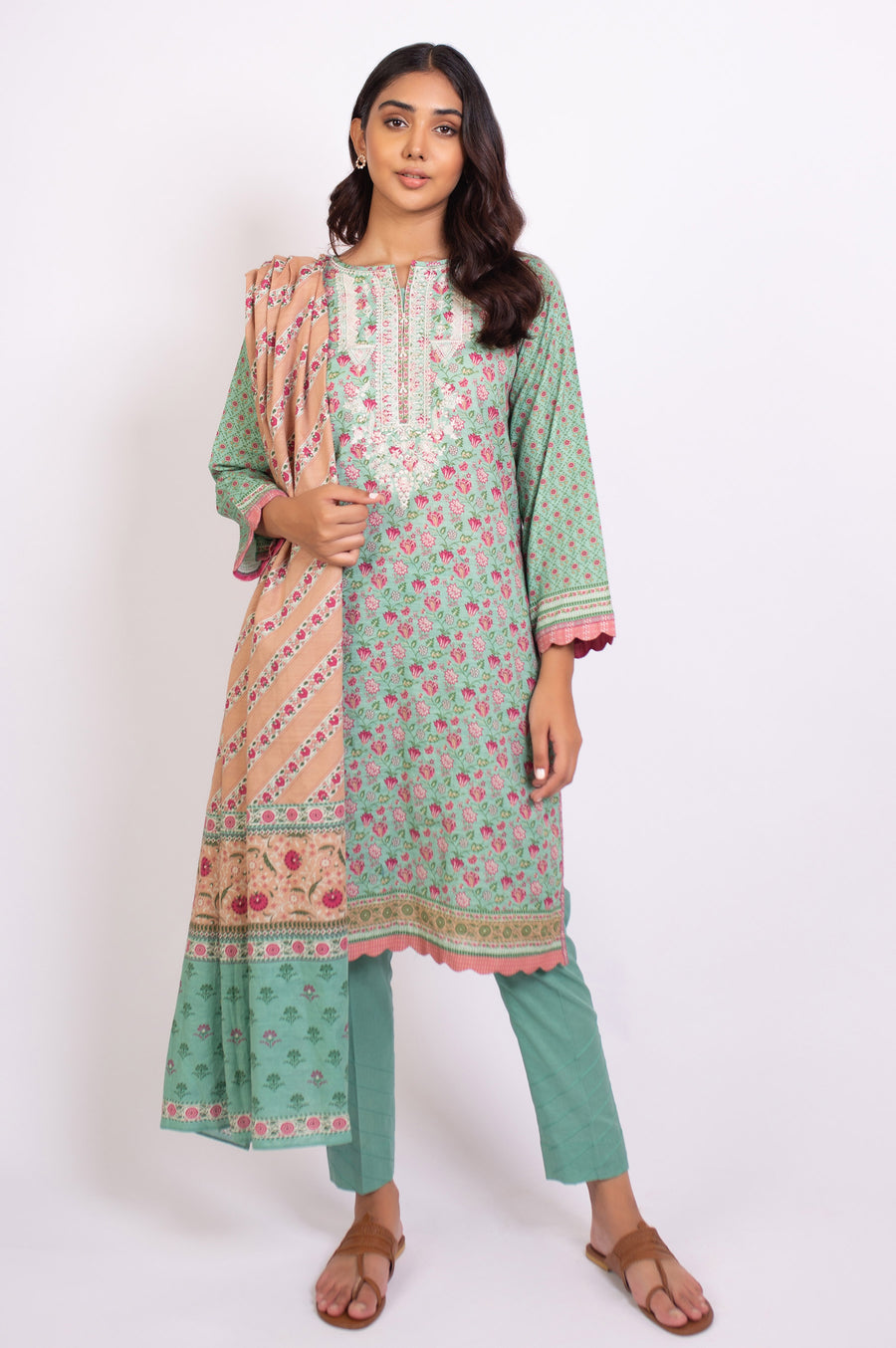 Zeen Woman 3 Piece Embroidered Khaddar Suit WLM32672 Light Green Winter Collection Vol 1 2022 Online Shopping