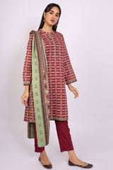 Zeen Woman 3 Piece Printed Khaddar Suit WFM32676 Maroon Winter Collection Vol 1 2022 Online Shopping