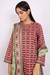 Zeen Woman 3 Piece Printed Khaddar Suit WFM32676 Maroon Winter Collection Vol 1 2022 Online Shopping