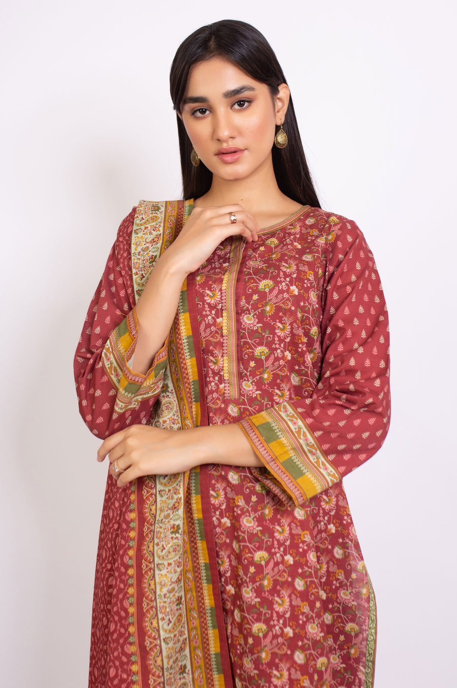 Zeen Woman 3 Piece Printed Khaddar Suit WFM32683 Maroon Winter Collection Vol 1 2022 Online Shopping