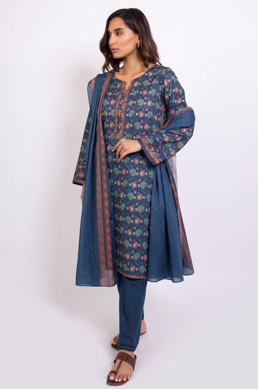 Zeen Woman 3 Piece Printed Khaddar Suit WFM32689 Navy Blue Winter Collection Vol 1 2022 Online Shopping