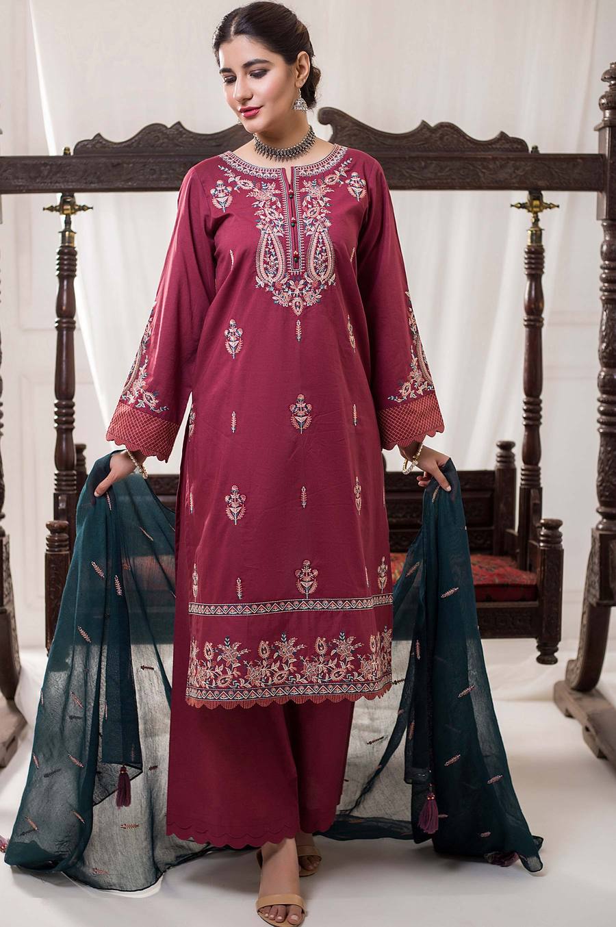 Zeen Wum31322 Maroon Luxury Chiffon 2021