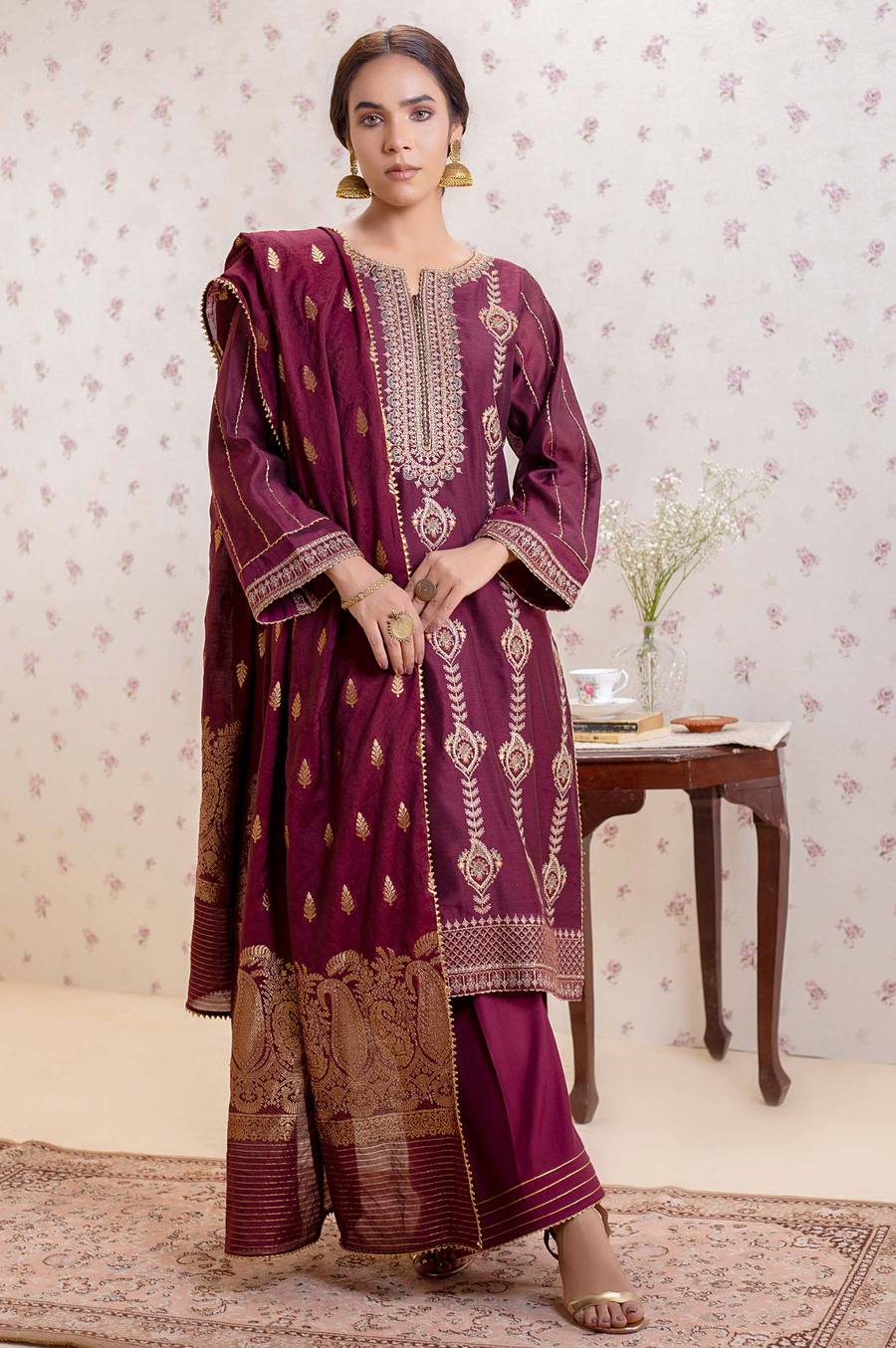 Zeen Wum31429 Burgundy Luxury Chiffon 2021