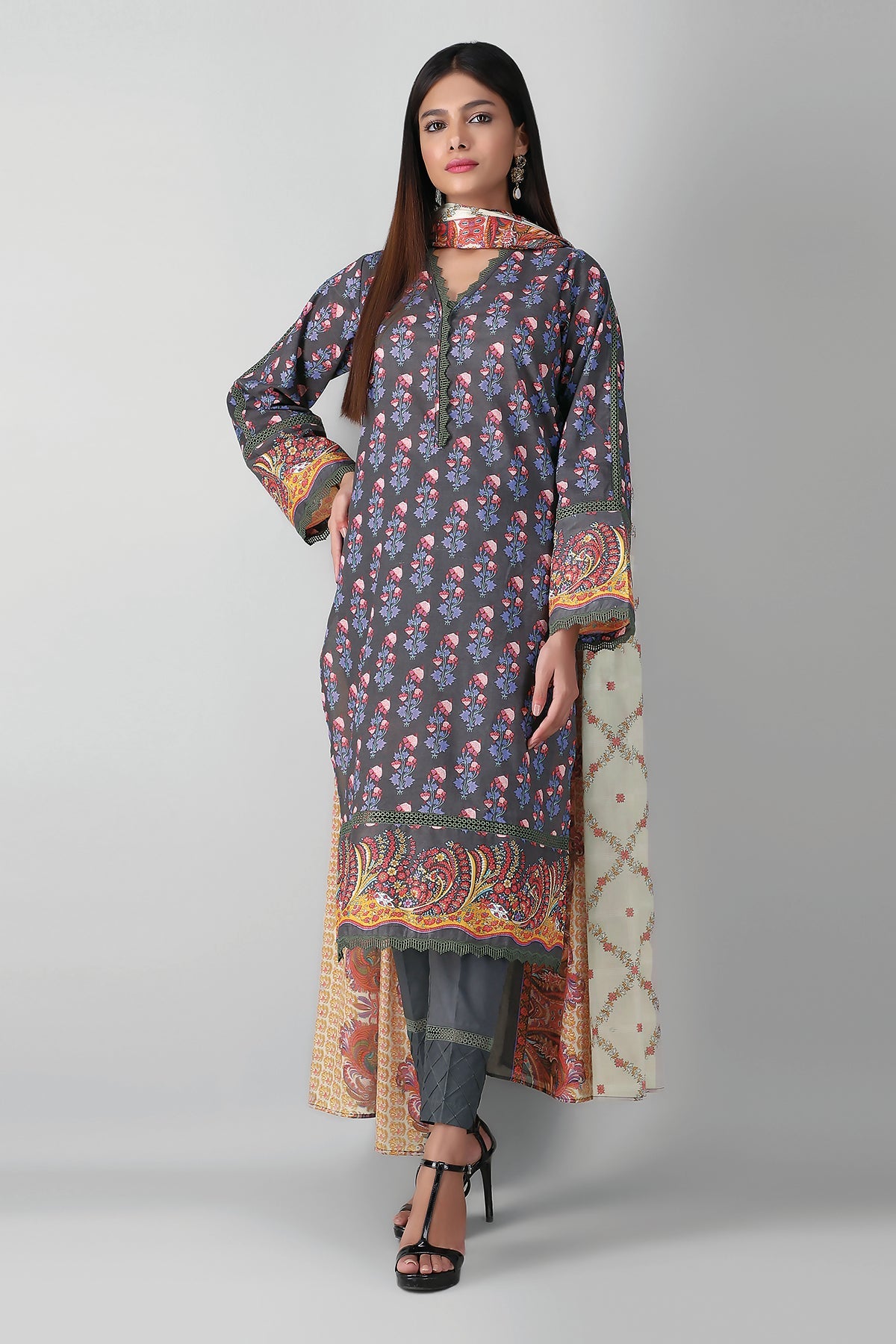 A21361 Grey Khaadi Autumn Collection 2021