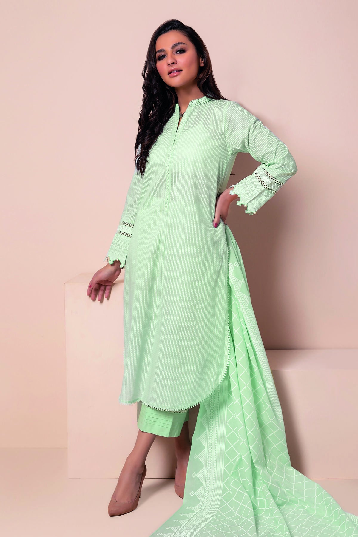 Khaadi A22109 Green Summer Lawn 2022 Online Shopping