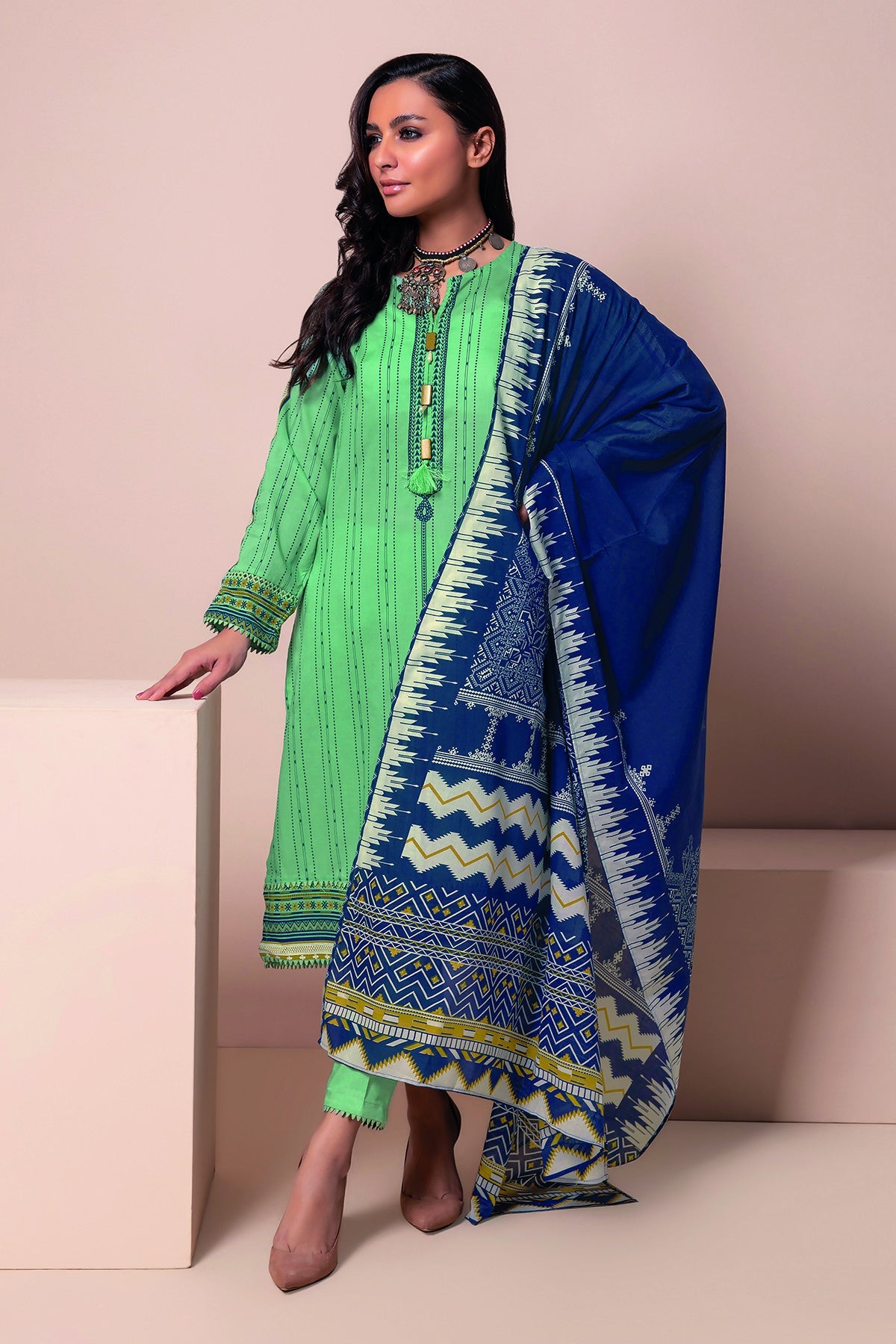 A22111 Blue Khaadi Online Spring Summer 2022