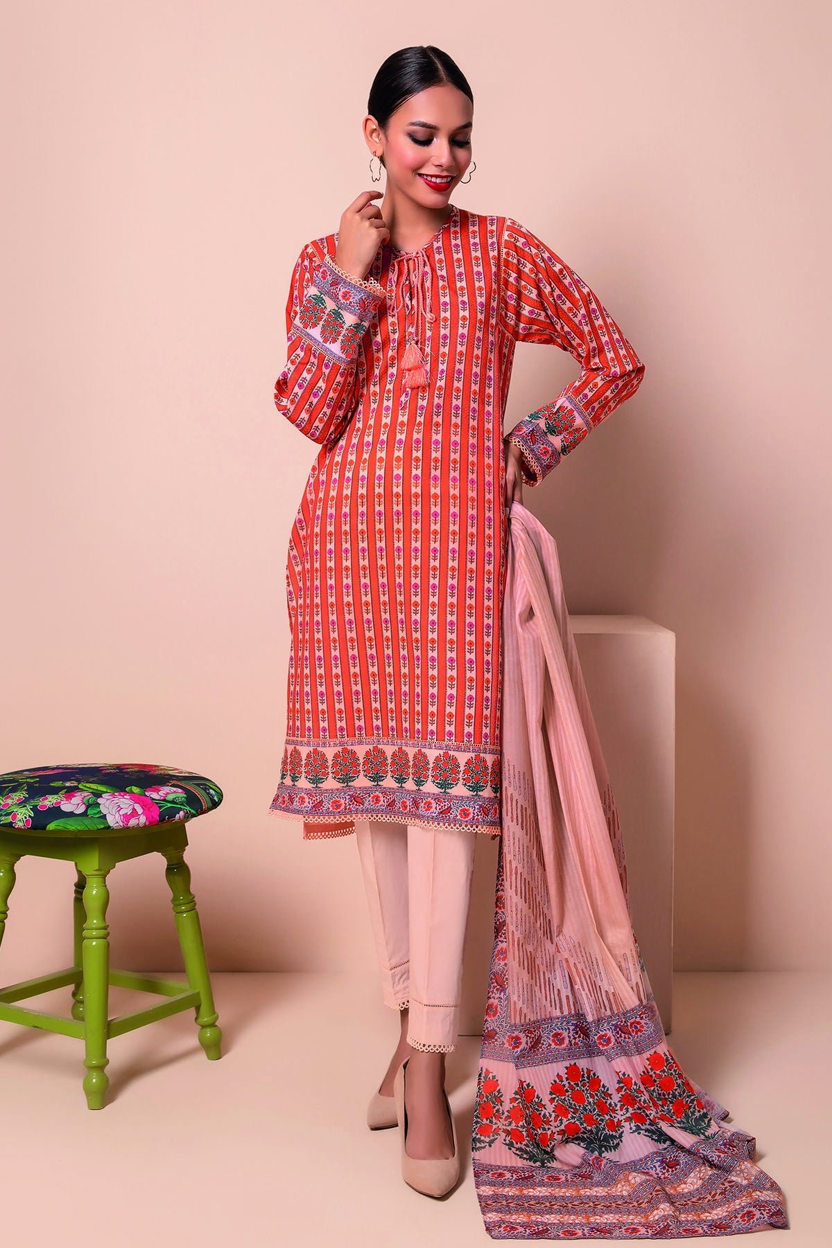 A22121 Beige Khaadi Online Spring Summer 2022