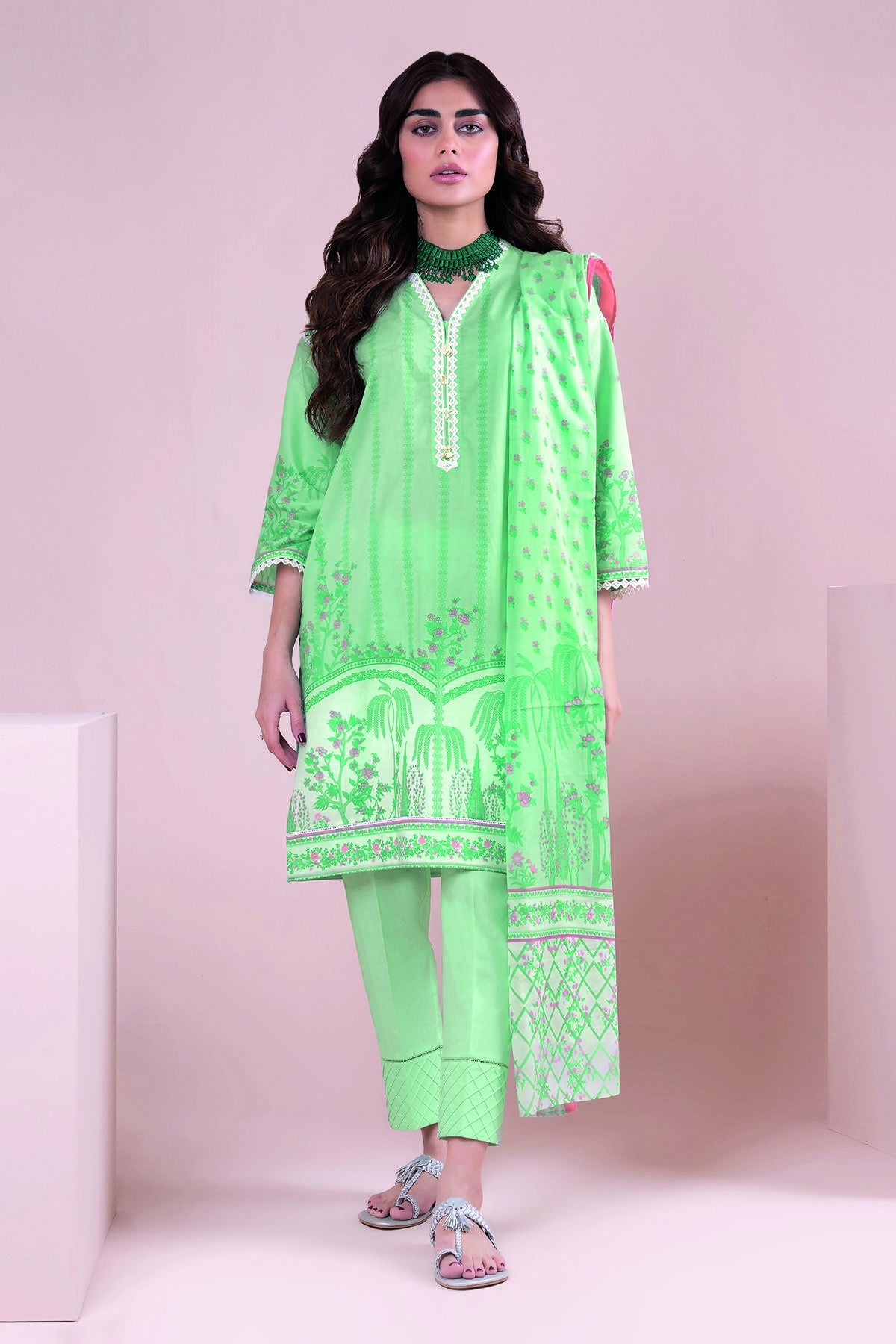 Khaadi A22137 Green Summer Lawn 2022 Online Shopping