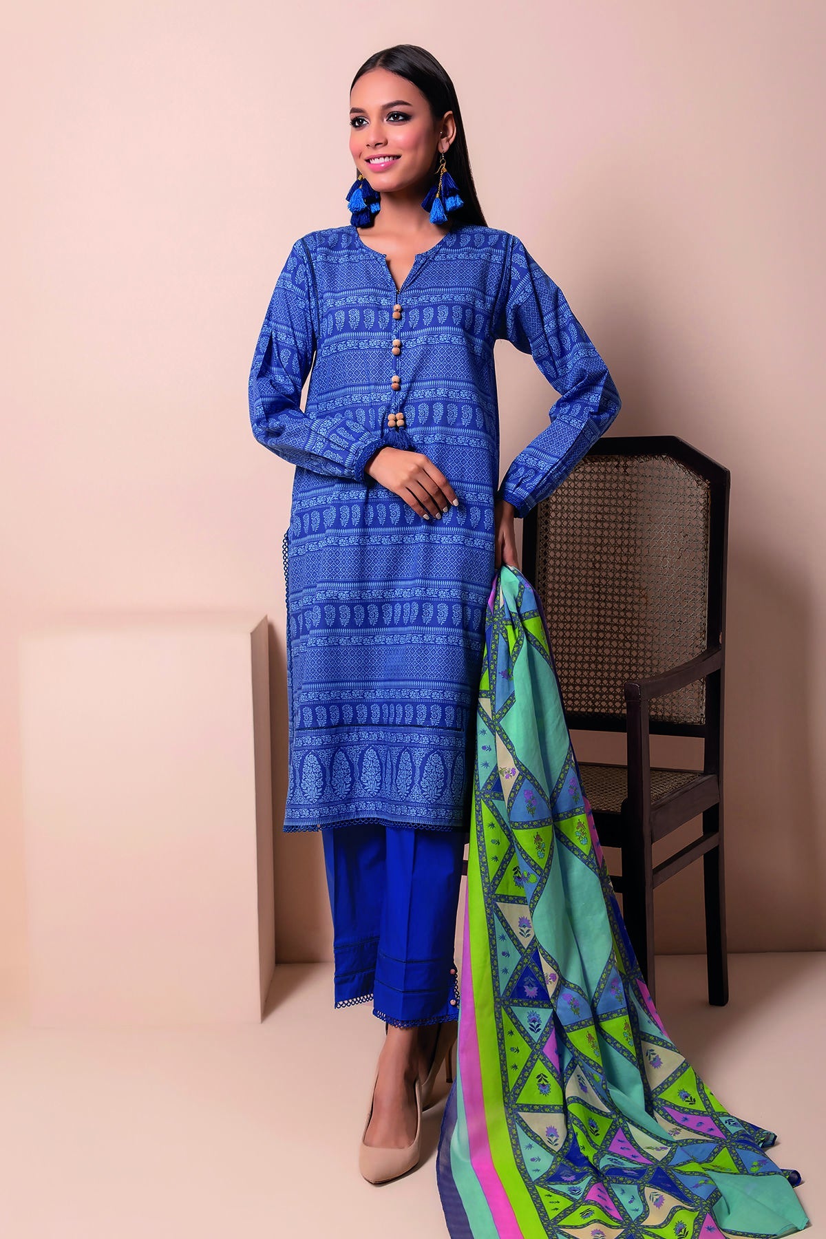 A22152 Blue Khaadi Online Spring Summer 2022