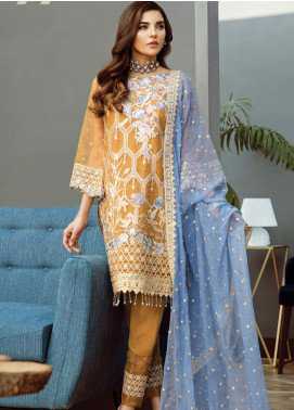 Afrozeh Embroidered Organza Luxury Collection 09 Tuscan Honey 2019