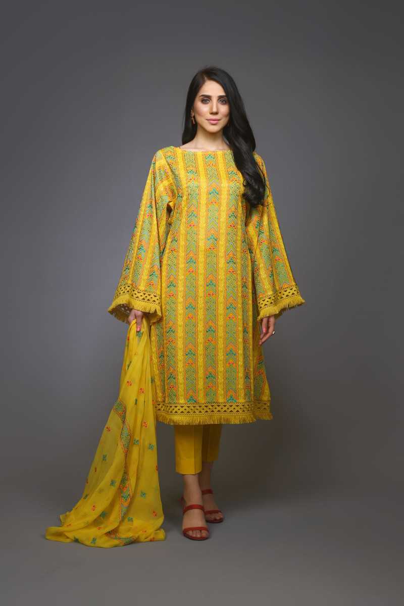 Bareeze Rajastani 1  Bnl701 Dark Yellow Collection 2021