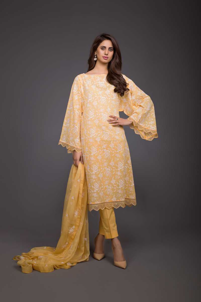 Bareeze Art Of Chikankari Er665 Yellow Collection 2021