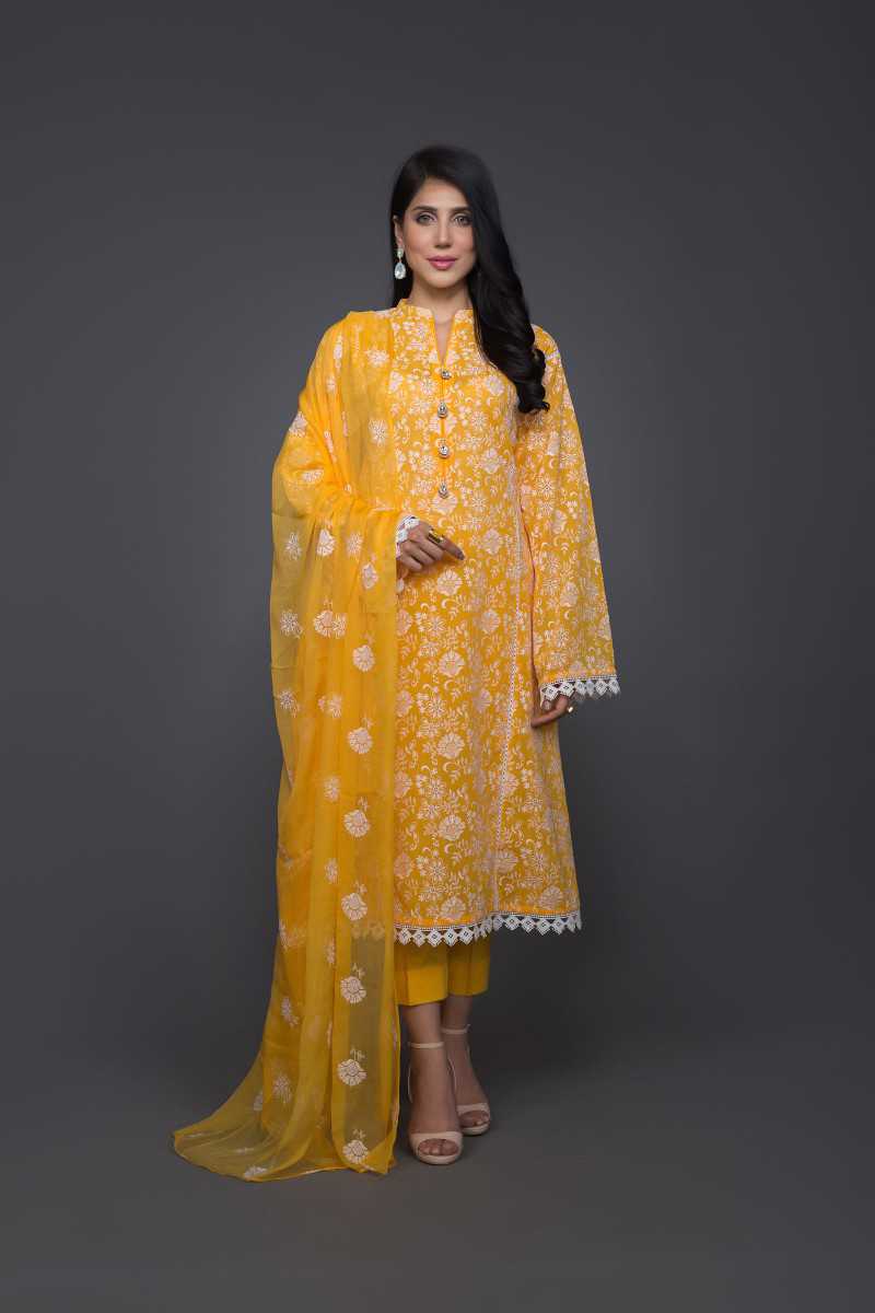 Bareeze Lucknowi Chikan Er667 Wc Yellow Collection 2021