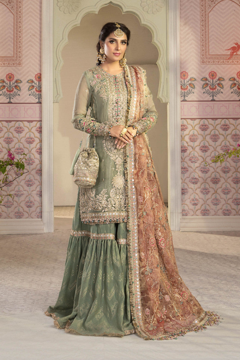 Pistachio Green and Salmon pink BD-2205 Maria B Heritage Edition 2021