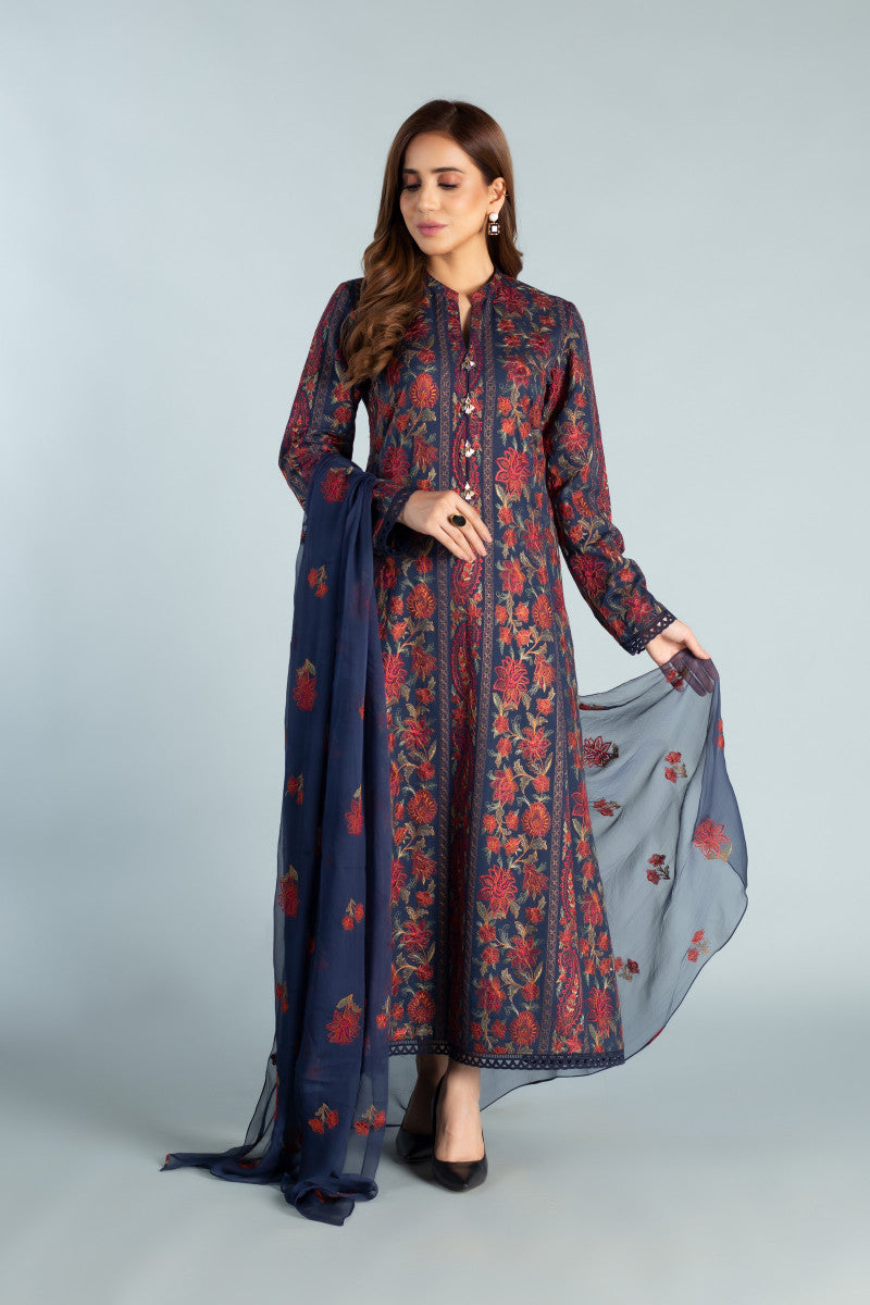 Bnl1436 Navy Blue Bareeze Winter Karandi 2021