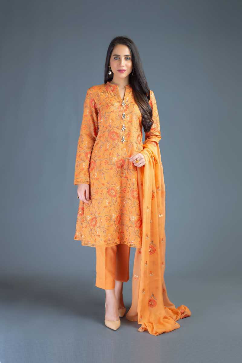 Bareeze Floral Orchid Bnl846 Orange Collection 2021
