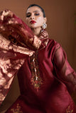 Khaadi Fabrics 3 Piece Suit, RED Festive Pret Formals Online Shopping