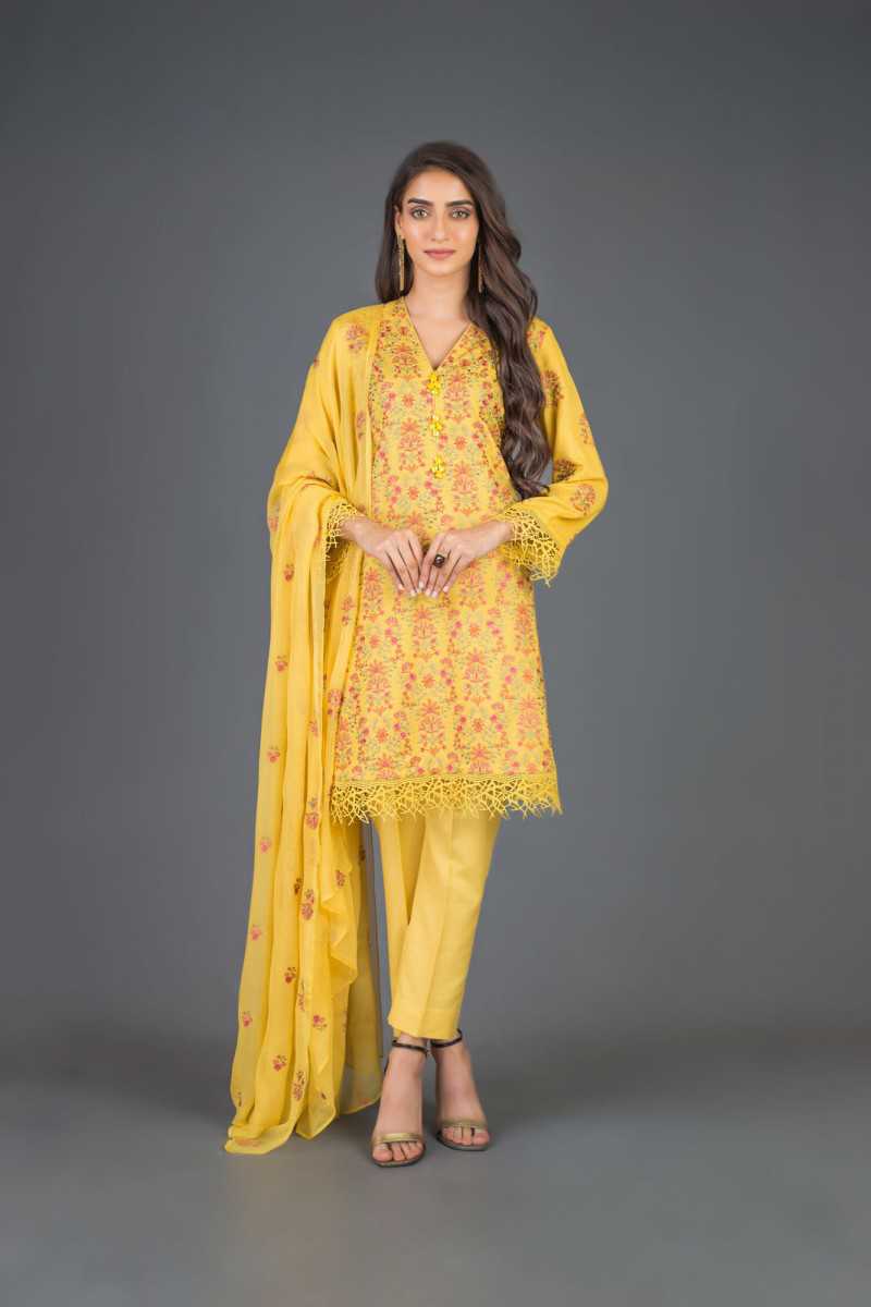 Bareeze Floret Glamour Ch3085 Yellow Collection 2021