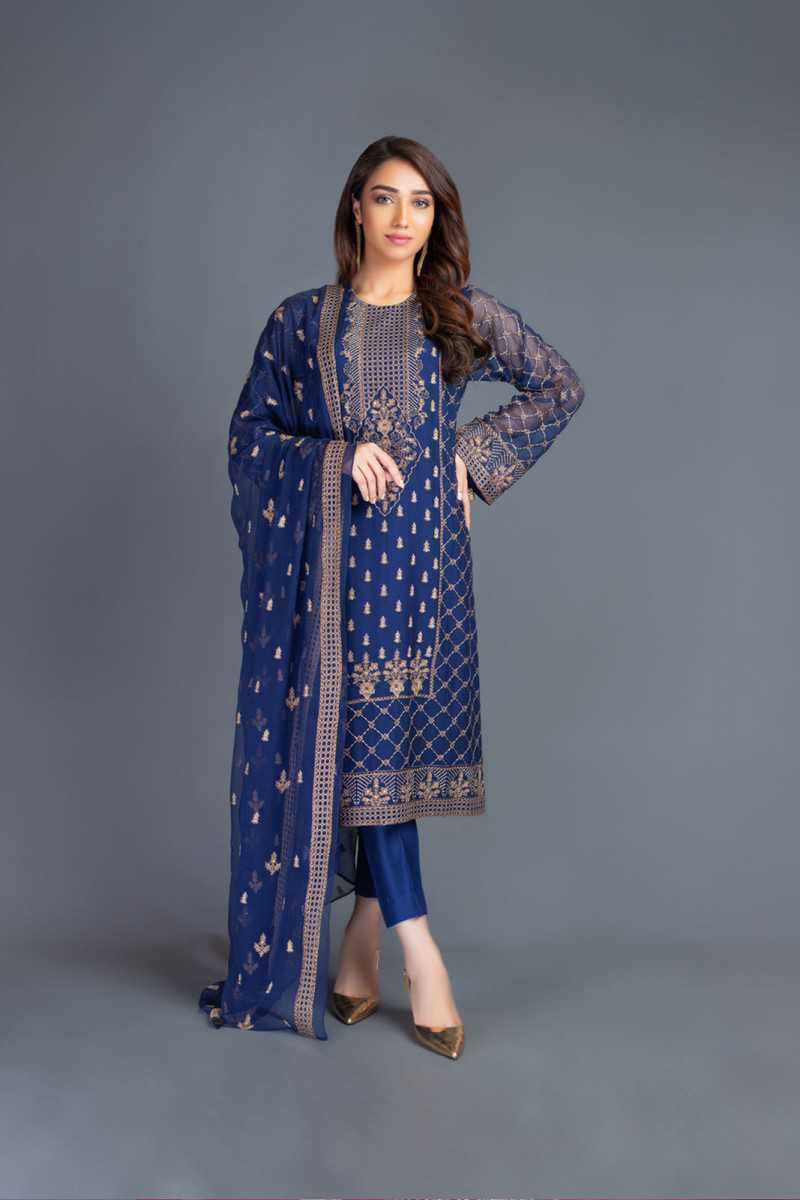 Bareeze Gold Glitter Ch3117 Dark Blue Collection 2021