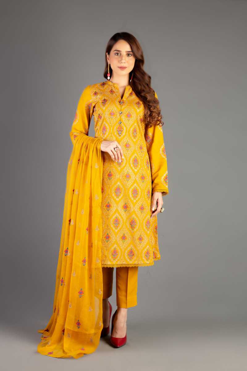 Bareeze Mystical Folk Flora Ch3399 Mustard Collection 2021